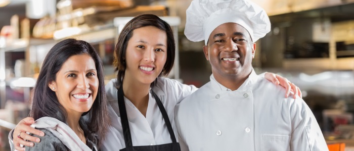 Three restaurant workers