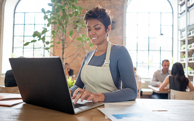 Woman using laptop