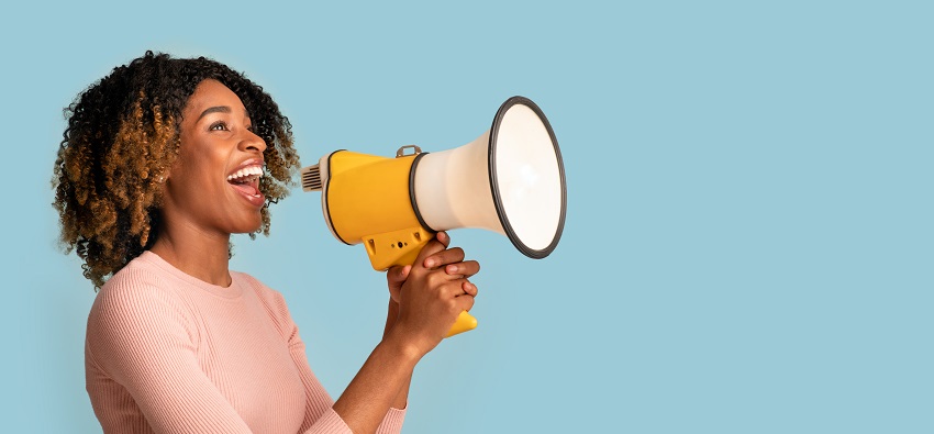 Woman using a megaphone