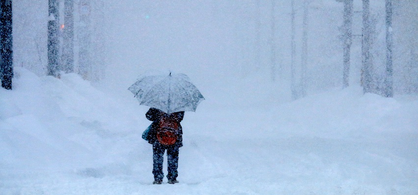 Walking in snow storm