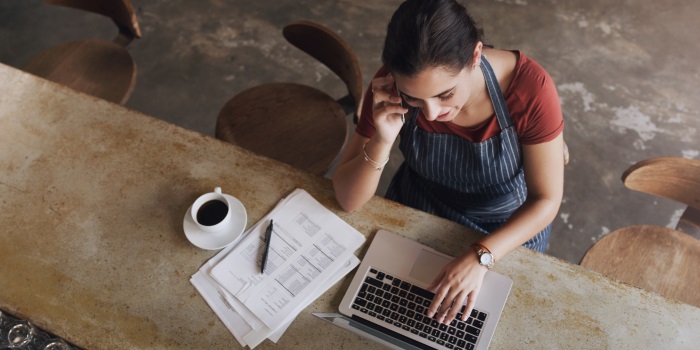 Woman using a laptop 