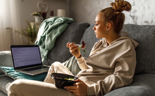 Woman eating a salad