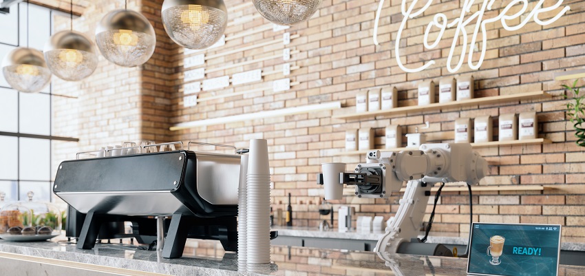 Kitchen with oven and brick wall