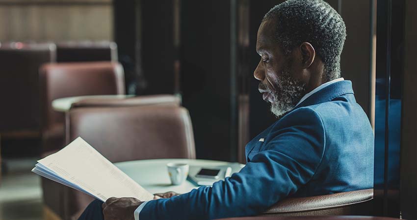 Man reading a newspaper