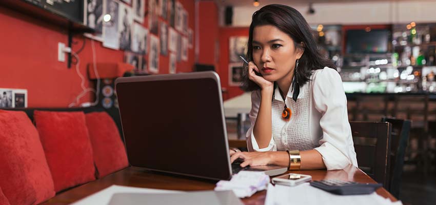 Woman using a laptop