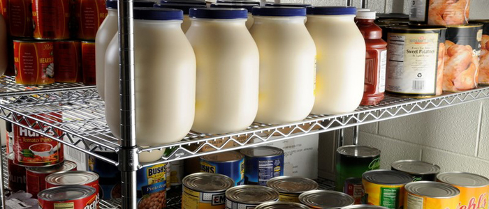 Non perishables on a commercial shelf