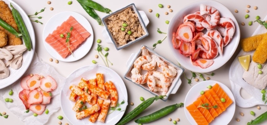 Plates of food on a table