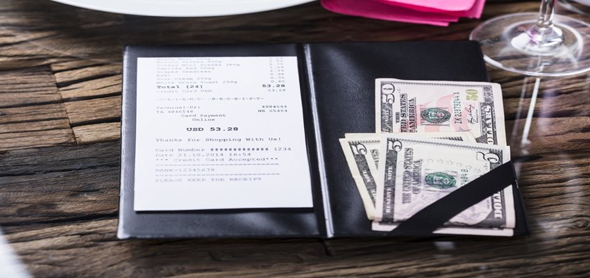 Restaurant bill with tip