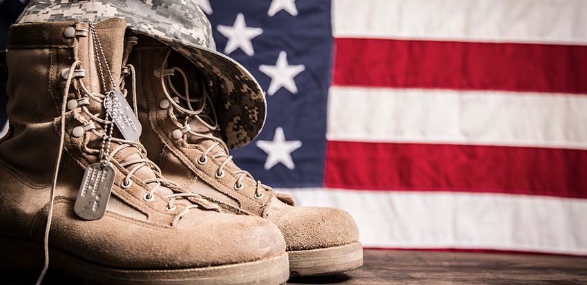 military flag and boots